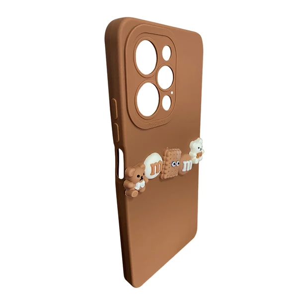 iPhone 14 Pro Max Kılıf 3D M Bear Kamera Korumalı Silikon Kapak - 6