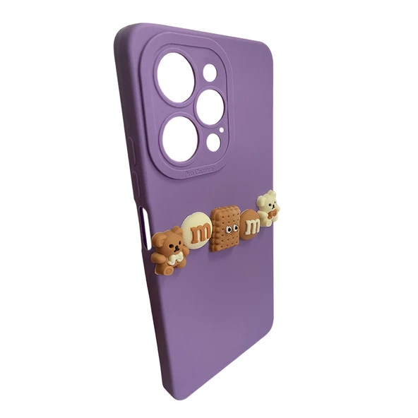 iPhone 14 Pro Max Kılıf 3D M Bear Kamera Korumalı Silikon Kapak - 3