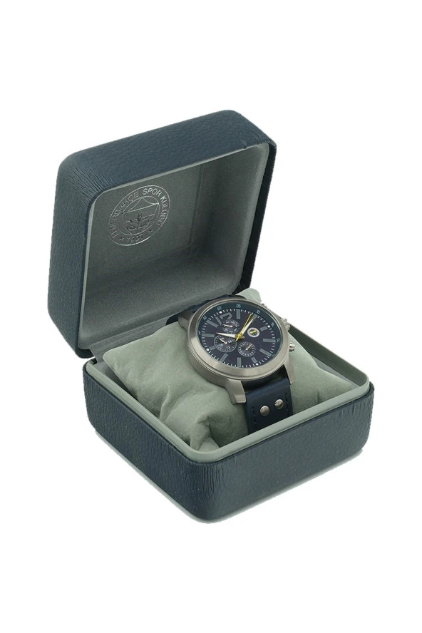 Fenerbahçe Orijinal Lisanslı Lacivert Renk Deri Kordonlu Kol Saati Hediyelik Ahşap Kutulu - 5