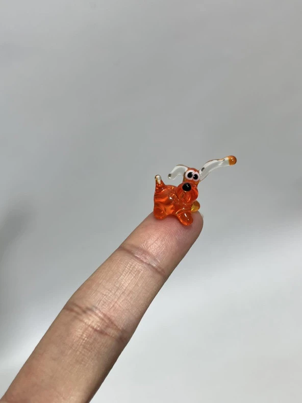 El Yapımı Mini Murano Cam Köpek Biblo A170-01 - Resim 4