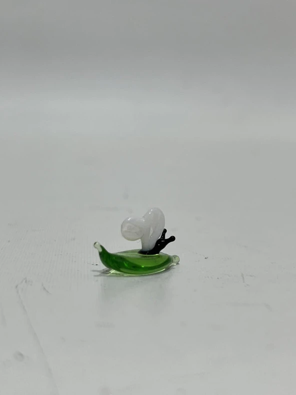 El Yapımı Mini Murano Cam Yaprak Üstü Kelebek Biblo A172-10 - Resim 3
