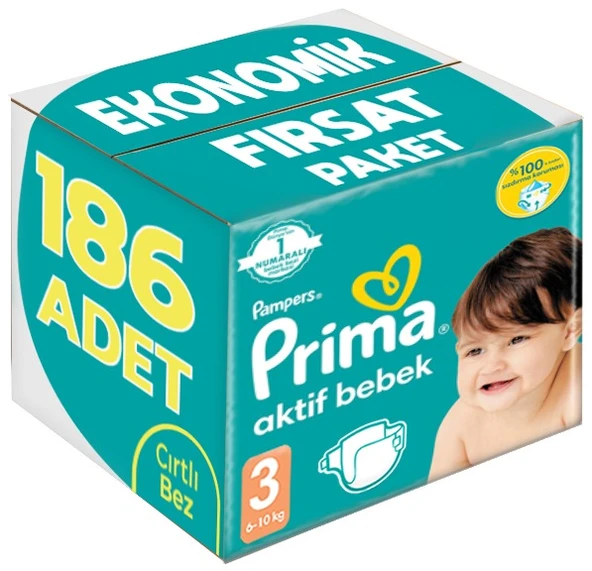 Prima Bebek Bezi Beden:3 (6-10Kg) Midi 186 Adet Ekonomik Fırsat Pk ürün görseli