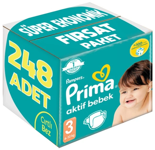 Prima Bebek Bezi Beden:3 (6-10Kg) Midi 248 Adet Süper Ekonomik Fırsat Pk ürün görseli