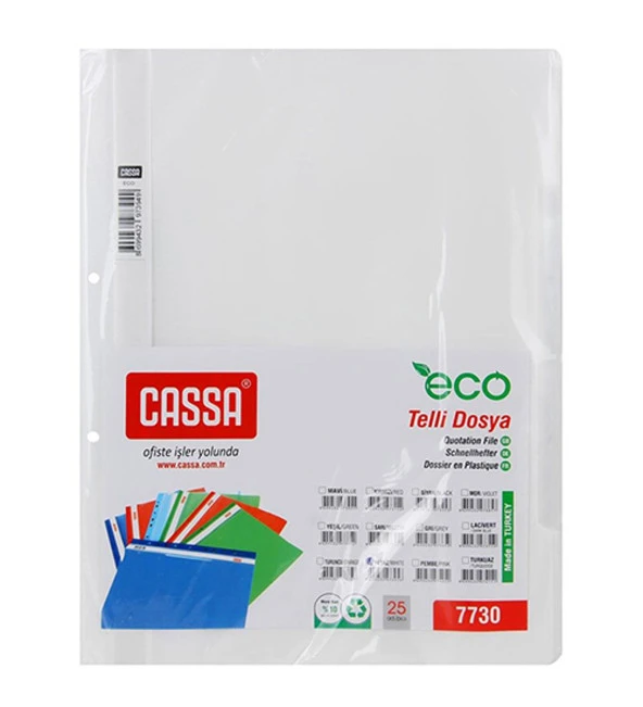 CASSA 7730 ECO TELLİ DOSYA BEYAZ (50 Lİ PAKET)