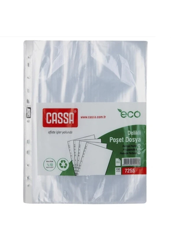 CASSA 7255 ECO DELİKLİ POŞET DOSYA  (50 Lİ PAKET)