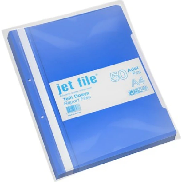 JET FİLE TTJ100 PP TELLİ DOSYA A4 MAVİ (50 Lİ PAKET)