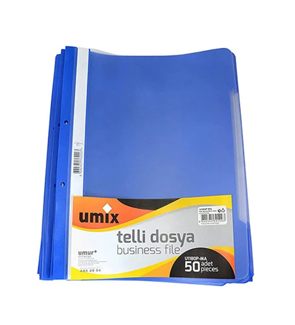 UMİX TELLİ DOSYA MAVİ A4 1180P-MA PLUS (50 Lİ PAKET)