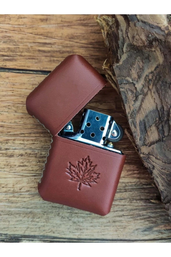 El Yapımı Deri Kılıflı Zippo Çakmak
