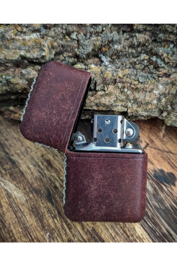 ( Kılıf ) Italyan Derisi Pueblo El Yapımı Deri Zippo Çakmak Kılıf - 2
