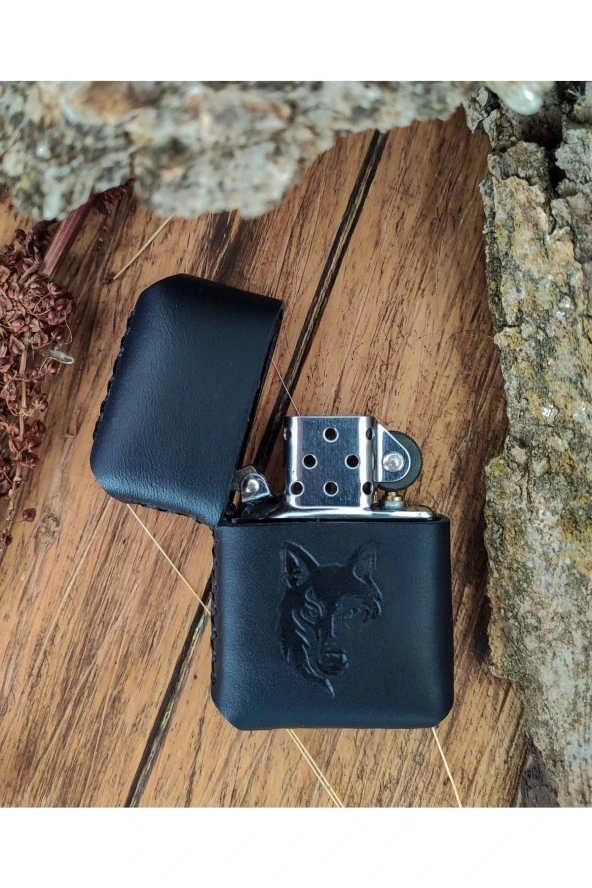 El Yapımı Hakiki Deri Kılıflı Zippo Çakmak - 2
