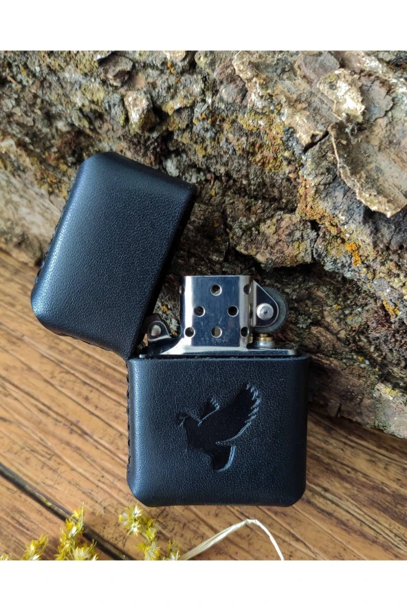 El Yapımı Hakiki Deri Kılıflı Zippo Çakmak - 3