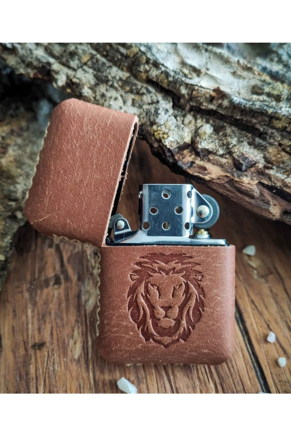 El Yapımı Hakiki Deri Kılıflı Zippo Çakmak - 2