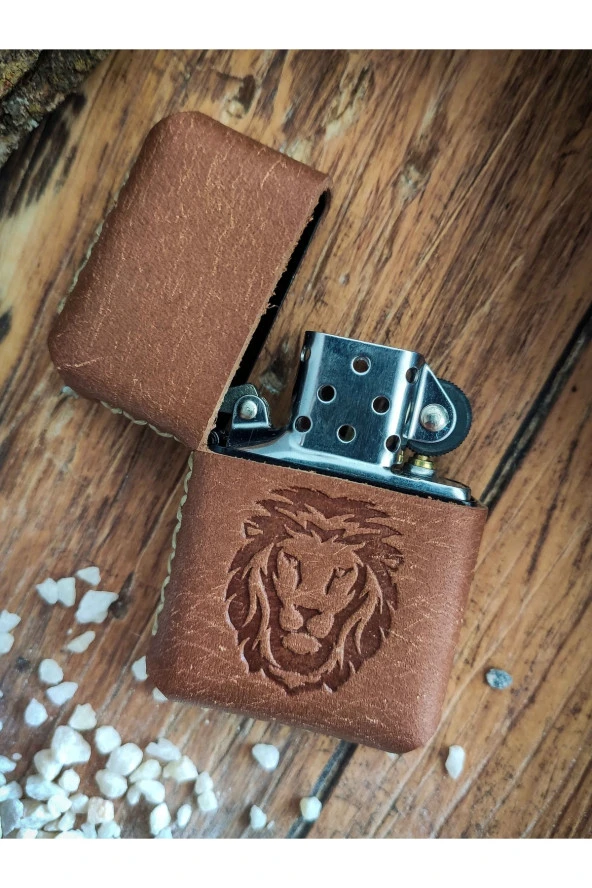 El Yapımı Hakiki Deri Kılıflı Zippo Çakmak - 3