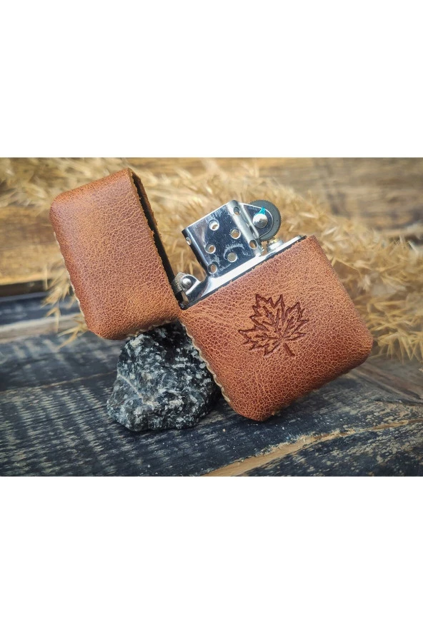 El Yapımı Hakiki Deri Kılıflı Zippo Çakmak - 4