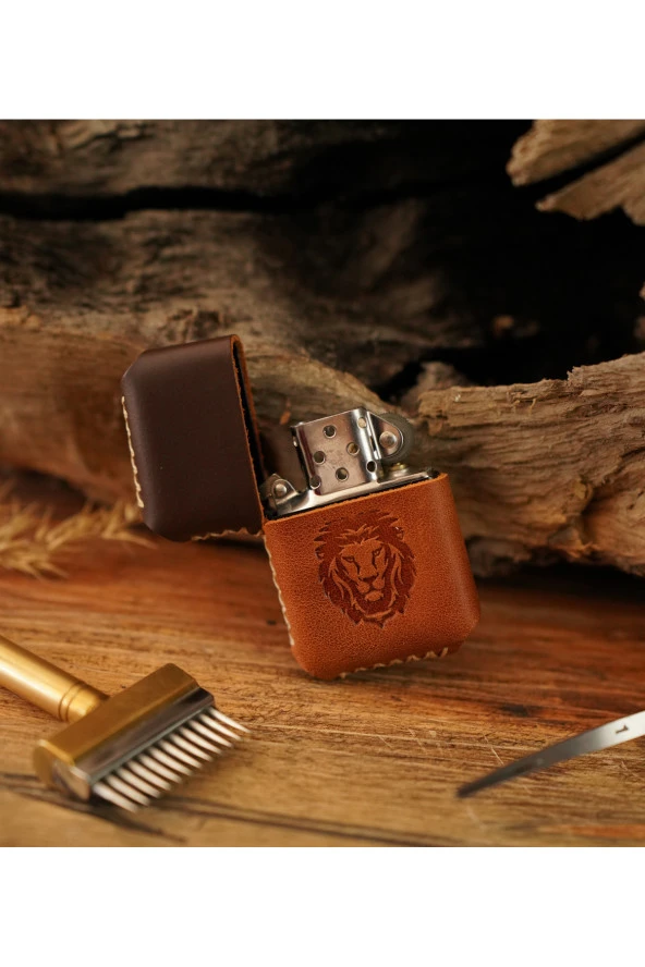 El Yapımı Hakiki Deri Zippo Çakmak - 2