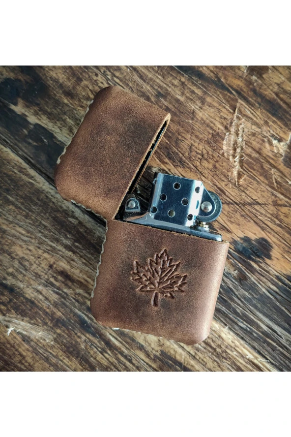 El Yapımı Hakiki Deri Zippo Çakmak - 2