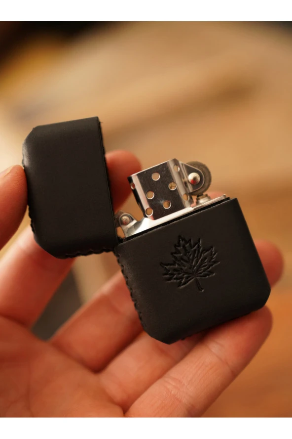 El Yapımı Hakiki Deri Zippo Çakmak - 3