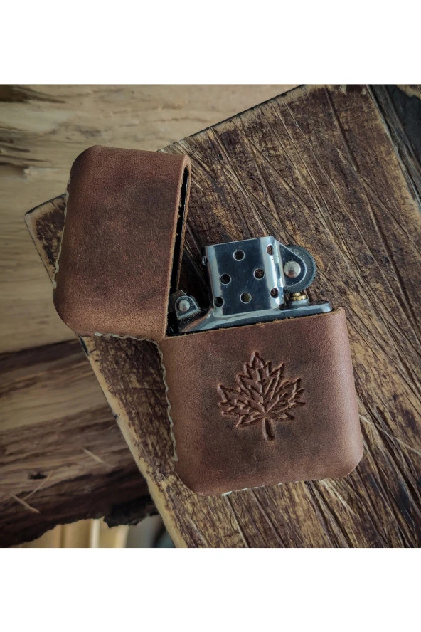 El Yapımı Hakiki Deri Zippo Çakmak - 3
