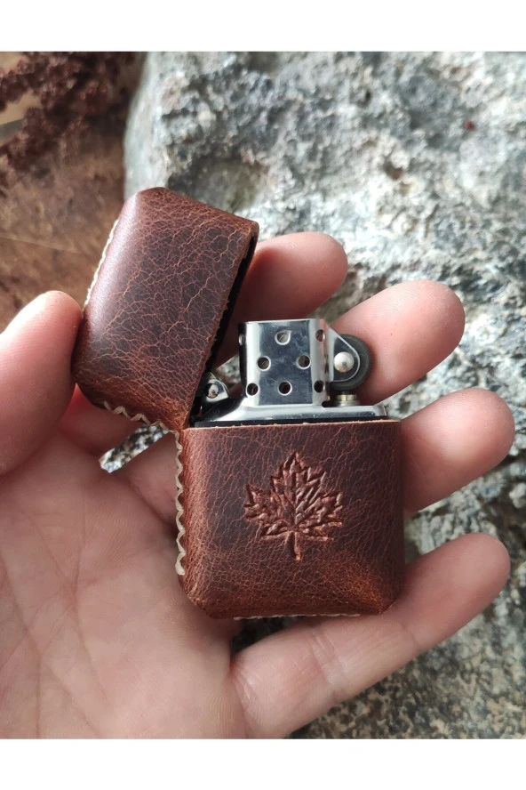 El Yapımı Hakiki Deri Kılıflı Çakmak - 4