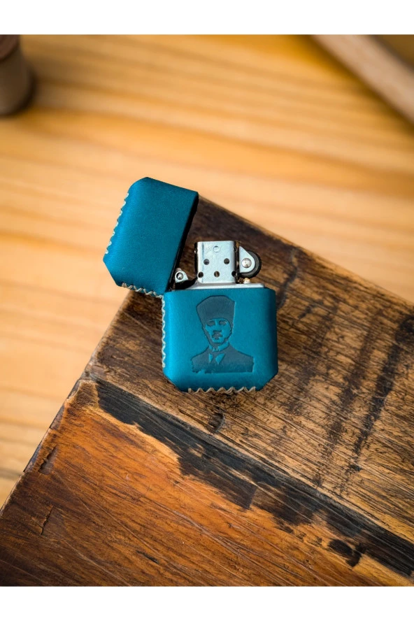 El Yapımı Deri Kılıflı Zippo Çakmak - 2