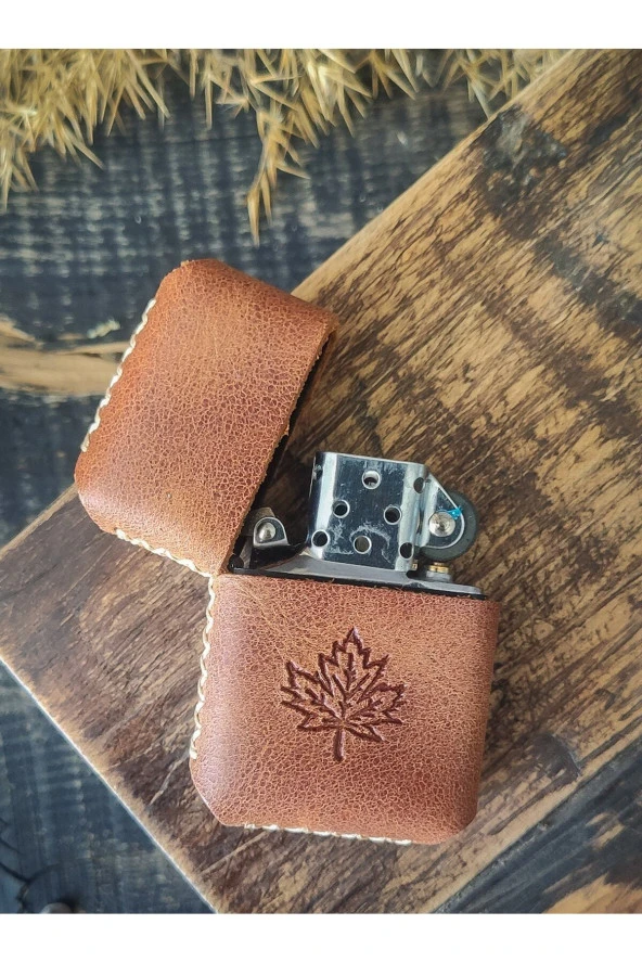 El Yapımı Hakiki Deri Kılıflı Zippo Çakmak - 6