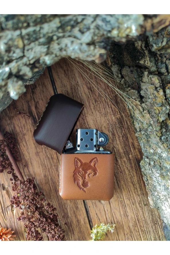 El Yapımı Hakiki Deri Kılıflı Zippo Çakmak