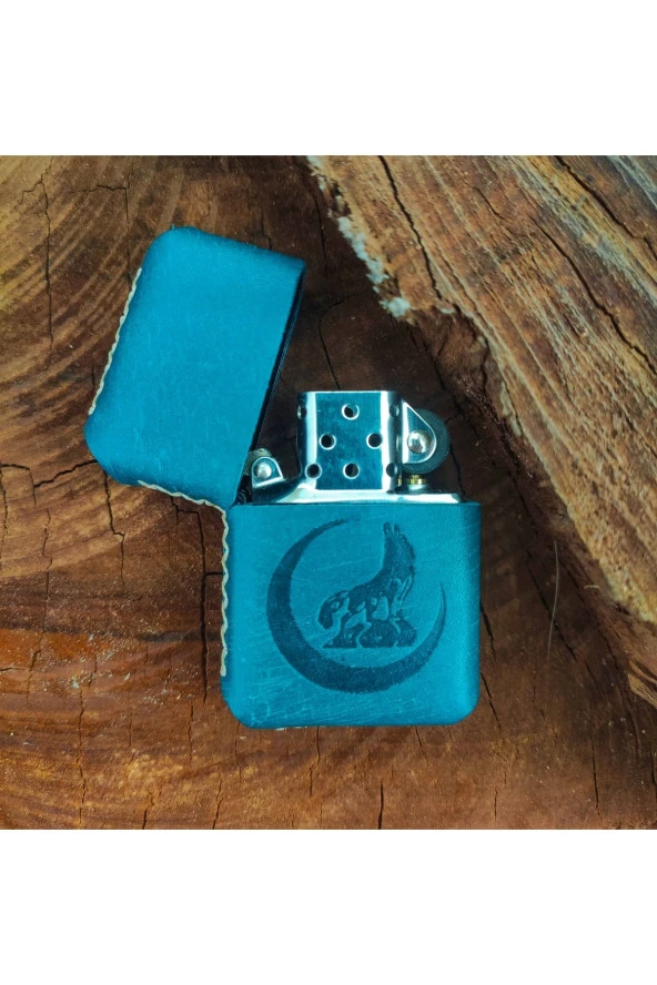 El Yapımı Hakiki Deri Kılıflı Zippo Çakmak