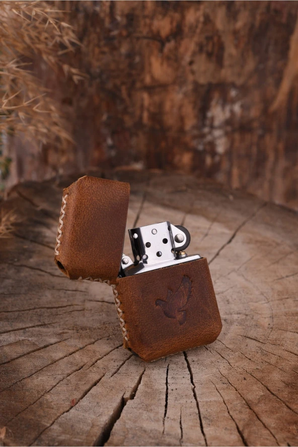 El Yapımı Hakiki Deri Zippo Çakmak