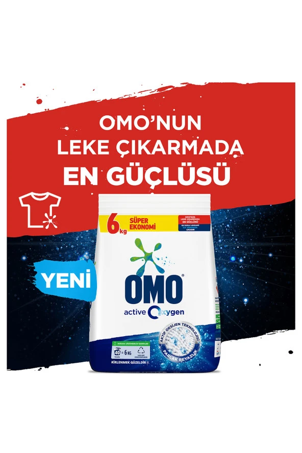 Omo Active Oxygen Etkili Toz Çamaşır Deterjanı Beyazlar Için Leke Çıkarıcı 6 Kg 2 adet - 4