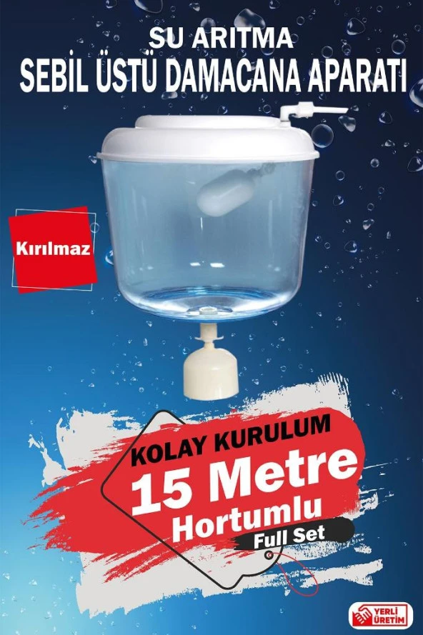 Her Markaya Uyumlu Tanklı Sebil Üstü Aparatı -kırılmaz, Hazneli (15 Metre Hortumlu)