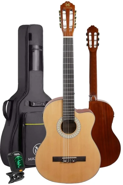Maxword X47 Profesyonel Masif Ağaç Ekolayzerli Elektro Klasik Gitar Seti 4/4 Üst Segment - Resim 3