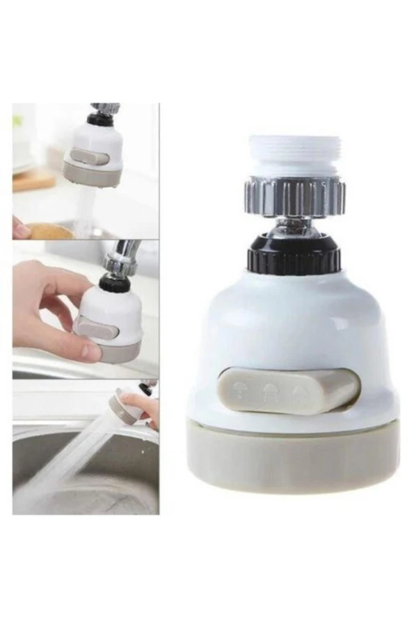 Fixer365 Oynar Başlıklı Musluk Başlığı 3 Fonksiyonlu Beyaz Tasarruflu Kubar - 3