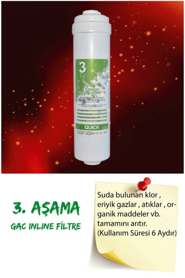 Sulook Su Arıtma Filtre Seti 3'lü Inline Set, Fitting Ilaveli