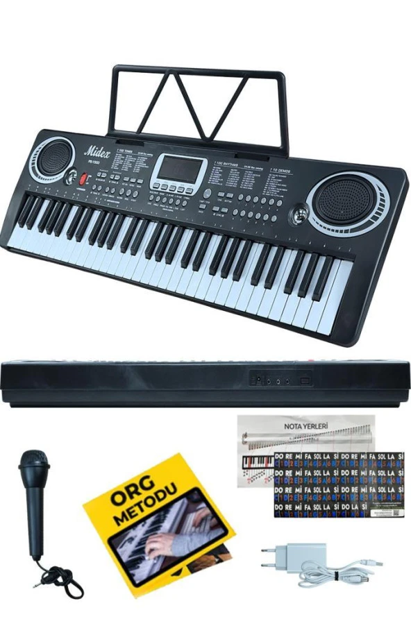 Midex PS-1500BK Başlangıç İçin 61 Tuşlu Org Notalık Adaptör Öğrenim Metodu (100 Ses 100 Ritim) - 2