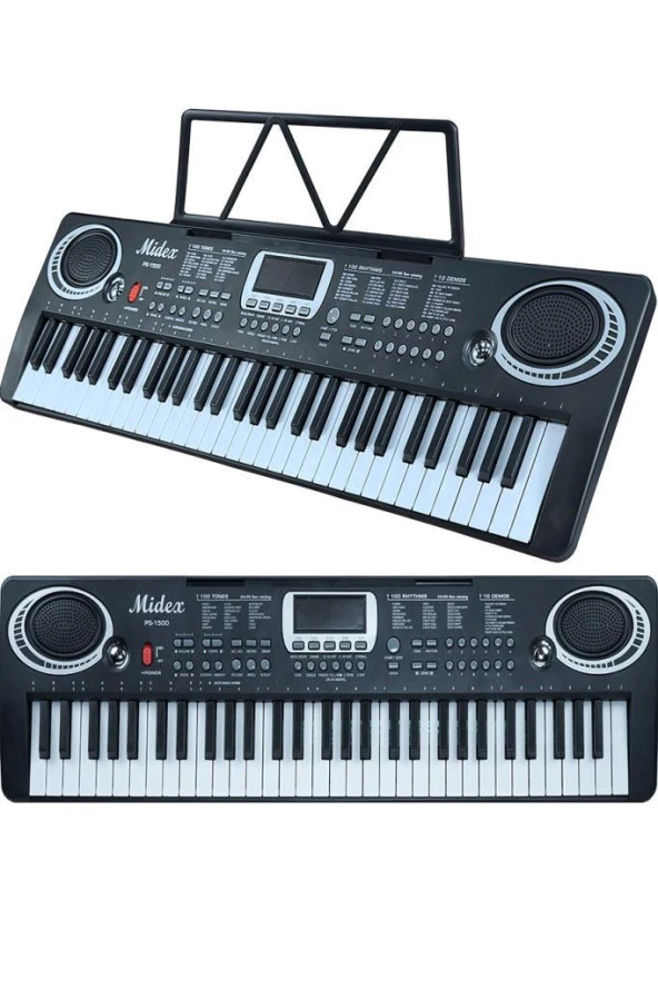 Midex PS-1500BK Başlangıç İçin 61 Tuşlu Org Notalık Adaptör Öğrenim Metodu (100 Ses 100 Ritim) - 3