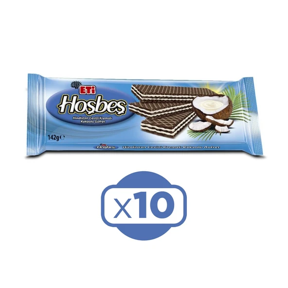 Eti Hoşbeş Hindistan Cevizi Kremalı Gofret 142 g x 10 Adet