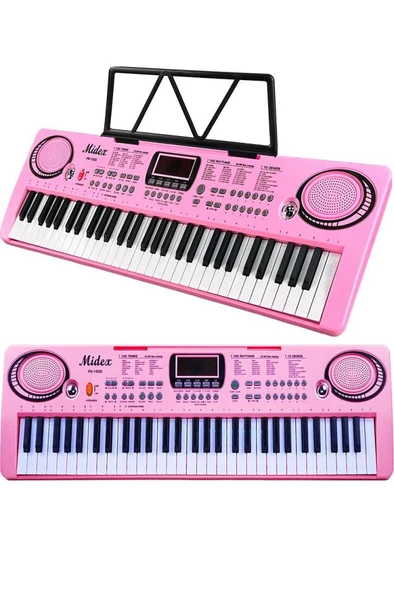 Midex PS-1500PK Başlangıç İçin 61 Tuşlu Org Pembe Renk Notalık Adaptör Mikrofon METOD (100 Ses 100 Ritim) - Resim 3