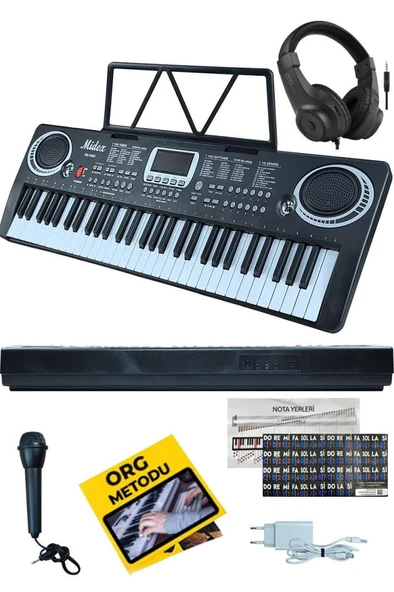 Midex PS-1500BK-H Başlangıç İçin 61 Tuşlu Org Kulaklık Notalık Adaptör Öğrenim Metodu (100 Ses 100 Ritim) - Resim 2