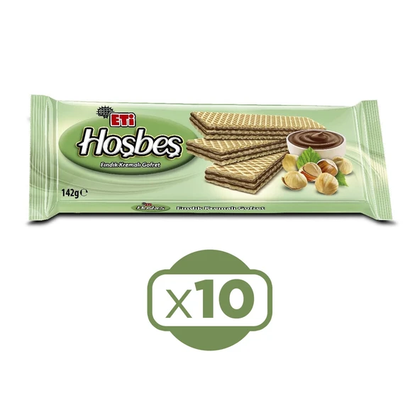 Eti Hoşbeş Fındık Kremalı Gofret 142 g x 10 Adet ürün görseli