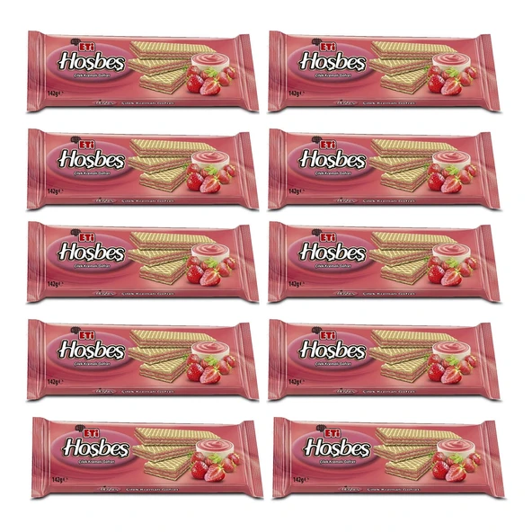 Eti Hoşbeş Çilek Kremalı Gofret 142 g x 10 Adet - 2