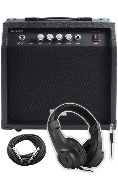 Midex RPA-20BK-HD Bas Gitar Amfisi 20 Watt (Kulaklık ve Jak Kablosu Dahil) ürün görseli 1