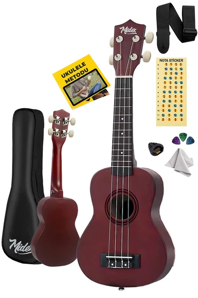 Midex UKX-901M Brown Soprano Ukulele (Askı Çanta Metod Pena)