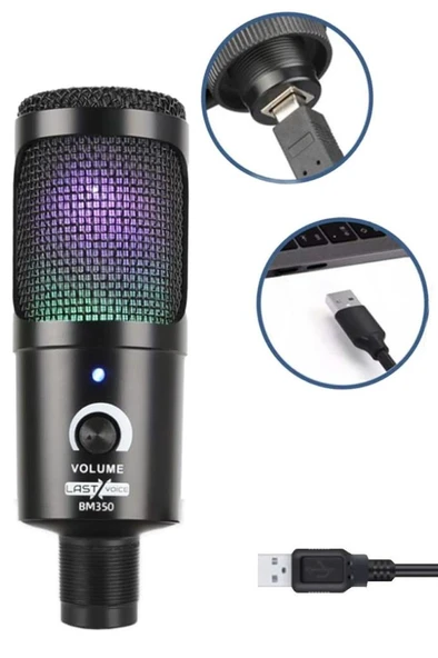 Lastvoice BM350 STA RGB Set Stüdyo Condenser Usb Pc Mikrofonu (Stand ve Filtreli) - Resim 2