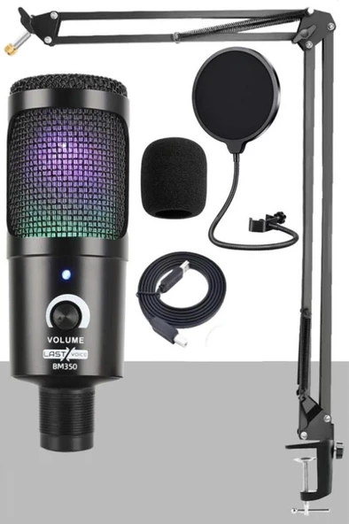 Lastvoice BM350 STA RGB Set Stüdyo Condenser Usb Pc Mikrofonu (Stand ve Filtreli) ürün görseli