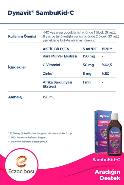 Dynavit Sambukid-c Şurup 150 ml - Resim 6