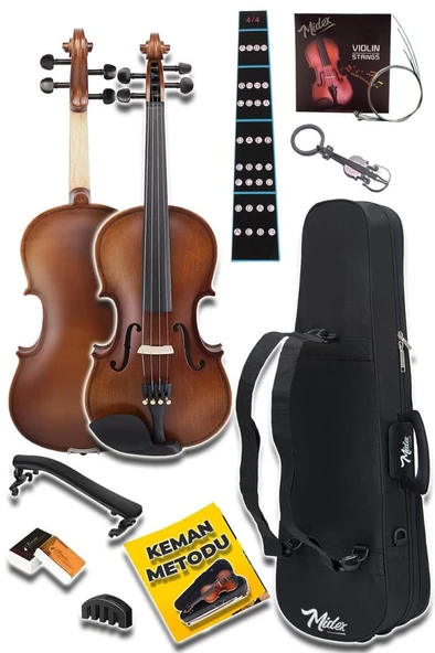 Midex LMA-544TYS 1/2 Profesyonel Keman 2/4 Çocuk Kemanı 8-10 Yaş (Yastık Susturucu Yedek Tel Çanta Yay Reçine Metod) - Resim 4