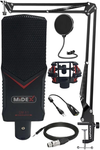 Midex GMX-1ST Condenser Stüdyo Mikrofonu PC (Stand ve Filtreli) - Resim 2
