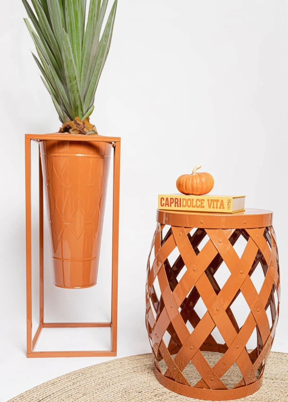 The Mia Prizma Tabure & Yan Sehpa Terracota 50x35 cm - 2