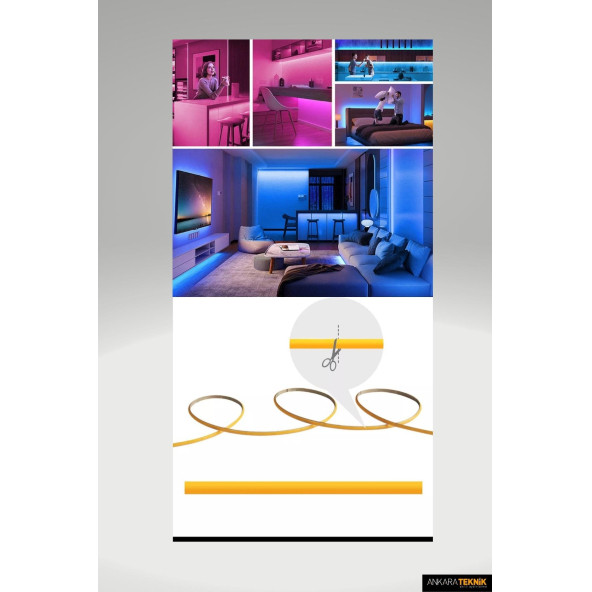 3mm. Nano Ince Neon Cob Şerit Led/ Ince Tasarım/ 5 Metre Rulo /1 Metrede 384 Led Bright Chip - 11