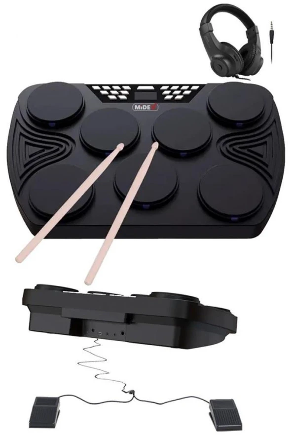 Midex Ddx-105 Profesyonel Dijital Davul Şarjlı Elektronik Bateri Bluetooth (Kulaklık Hediye)